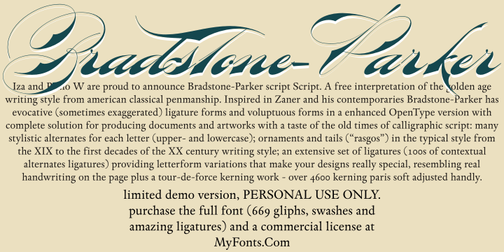 Bradstone-Parker Script Limited Free Version