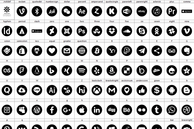 font 100 icons